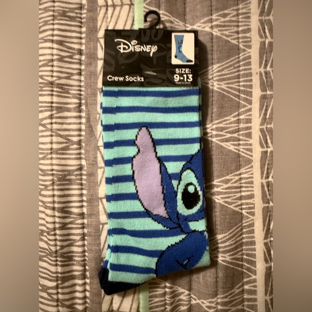 Disney Lilo and Stitch Blue and Purple Striped Socks - Size 9-13
